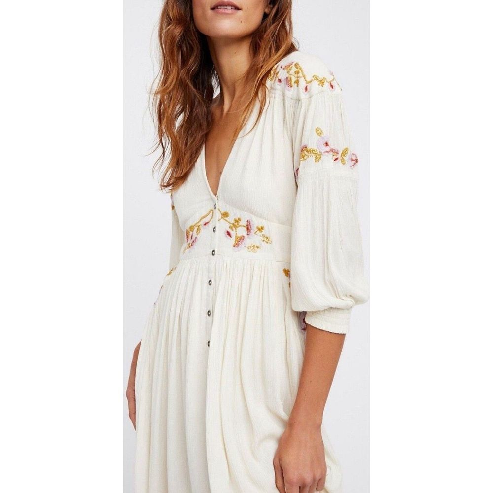 Free People People Day Glow Embroidered Midi Dress Size XS
